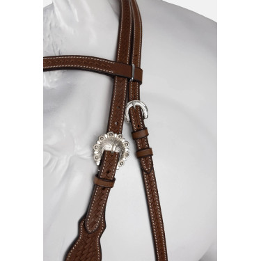 Futurity western hoofdstel type halster geknoopt met conchos Futurity western hoofdstel type halster geknoopt met conchos