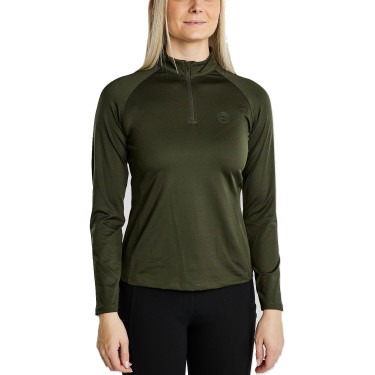 MoErica langärmliges Winter-Poloshirt mit Viertelreißverschluss Dusty Rose Montar Olijfkleurig Groen