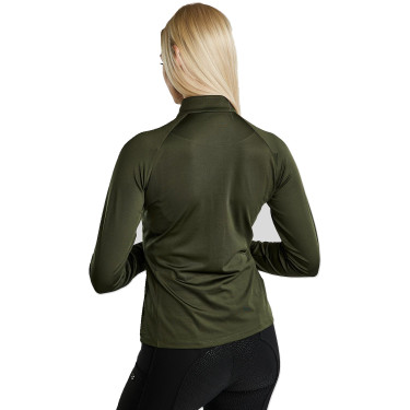 MoErica langärmliges Winter-Poloshirt mit Viertelreißverschluss Dusty Rose Montar Olijfkleurig Groen