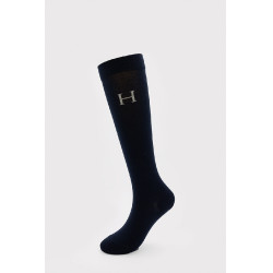 Carly Sokken x3 Harcour Wijnstok / marine / visgraat Beige