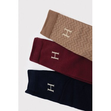 Carly Sokken x3 Harcour Wijnstok / marine / visgraat Beige
