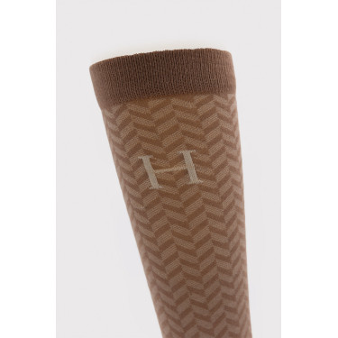 Carly Sokken x3 Harcour Wijnstok / marine / visgraat Beige