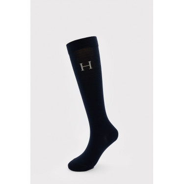 Carly Sokken x3 Harcour Wijnstok / marine / visgraat Beige
