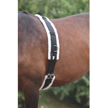 Nylon longeersingel met fleecevoering van Shires Zwart