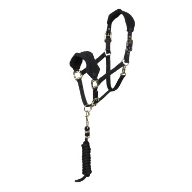 Shires Arma halster en fleece halstertouw Zwart