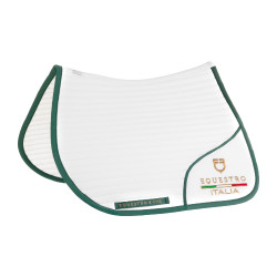 Springzadelpad met geborduurd logo Equestro X Fise 100 Wit / diep saliegroen