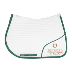 Springzadelpad met geborduurd logo Equestro X Fise 100 Wit / diep saliegroen