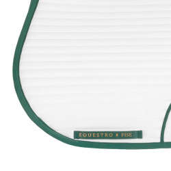 Springzadelpad met geborduurd logo Equestro X Fise 100 Wit / diep saliegroen