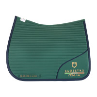Dressuurzadelonderlegger met geborduurd logo Equestro X Fise 100 Diepgroene salie / blauw bos