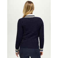 Roseville Dames Kabel V-hals Trui Tommy Hilfiger Equestrian Woestijnlucht Blauw