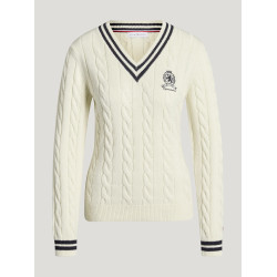 Roseville Dames Kabel V-hals Trui Tommy Hilfiger Equestrian