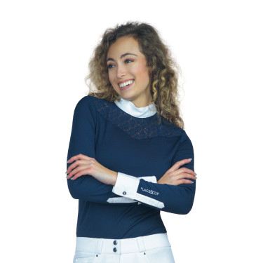 Polo Cassia Dames lange mouwen Flags & Cup Marineblauw