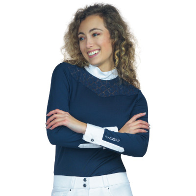 Polo Cassia Femme manches longues Flags & Cup Bleu marine