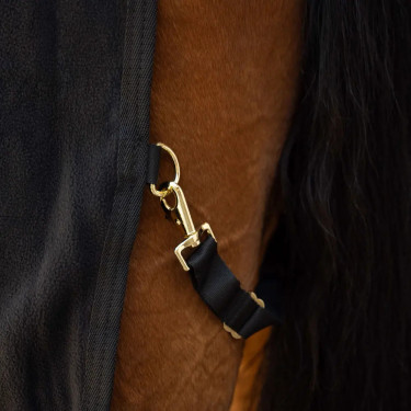Fleece zweetdeken met hals voor paard 165 cm – zwart