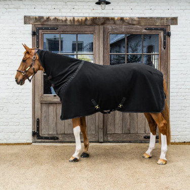 Fleece zweetdeken met hals voor paard 165 cm – zwart