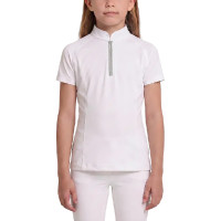Wedstrijdshirt meisjes klassiek korte mouw met glitterrits oudroze maat 160 kinderen Wit