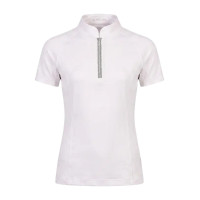 Wedstrijdshirt meisjes klassiek korte mouw met glitterrits oudroze maat 160 kinderen Wit