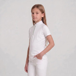 Wedstrijdshirt meisjes klassiek korte mouw met glitterrits oudroze maat 160 kinderen Wit Wedstrijdshirt meisjes klassiek korte mouw met glitterrits oudroze maat 160 kinderen Wit
