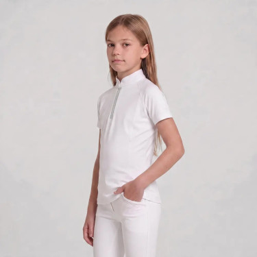 Wedstrijdshirt meisjes klassiek korte mouw met glitterrits oudroze maat 160 kinderen Wit Wedstrijdshirt meisjes klassiek korte mouw met glitterrits oudroze maat 160 kinderen Wit
