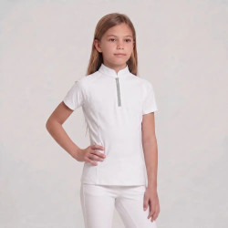 Wedstrijdshirt meisjes klassiek korte mouw met glitterrits oudroze maat 160 kinderen Wit Wedstrijdshirt meisjes klassiek korte mouw met glitterrits oudroze maat 160 kinderen Wit