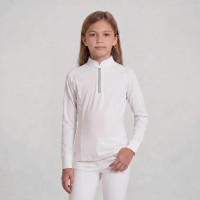 Meisjes wedstrijdshirt paardrijden lange mouw oudroze 160