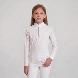Wedstrijdshirt meisjes klassiek lange mouw met glitterrits oudroze maat 160 kinderen Wit Wedstrijdshirt meisjes klassiek lange mouw met glitterrits oudroze maat 160 kinderen Wit