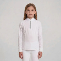 Meisjes wedstrijdshirt paardrijden lange mouw oudroze 160