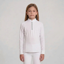 Wedstrijdshirt meisjes klassiek lange mouw met glitterrits oudroze maat 160 kinderen Wit Wedstrijdshirt meisjes klassiek lange mouw met glitterrits oudroze maat 160 kinderen Wit