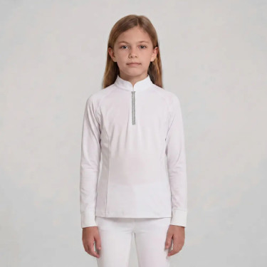 Wedstrijdshirt meisjes klassiek lange mouw met glitterrits oudroze maat 160 kinderen Wit Wedstrijdshirt meisjes klassiek lange mouw met glitterrits oudroze maat 160 kinderen Wit