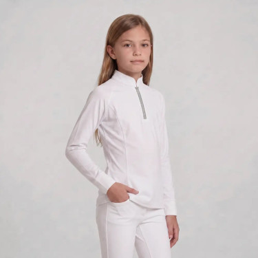 Wedstrijdshirt meisjes klassiek lange mouw met glitterrits oudroze maat 160 kinderen Wit Wedstrijdshirt meisjes klassiek lange mouw met glitterrits oudroze maat 160 kinderen Wit