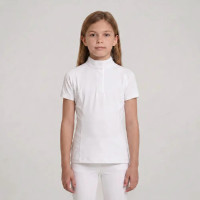 Wedstrijdshirt paardrijden meisje kort mouw wit maat 160