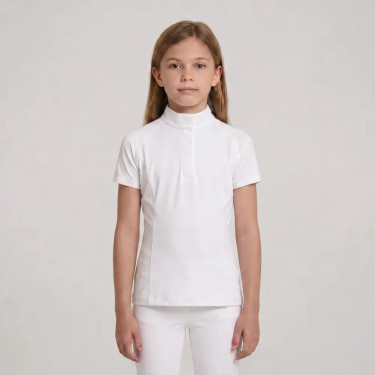 Wedstrijdshirt meisjes klassiek korte mouw wit maat 160 kinderen Wit