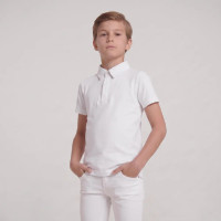 Jongens wedstrijdshirt wit kort mouw 160 | Ruitersport