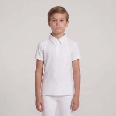 Wedstrijdshirt jongens klassiek korte mouw wit maat 160 kinderen Wit