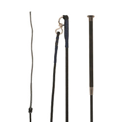 Longeerzweep Guidance leren handgreep lichtbruin 180 cm Zwart