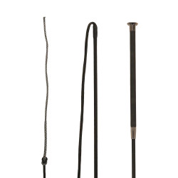 Longeerzweep Control leren handgreep lichtbruin 200cm Zwart