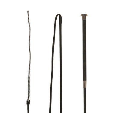 Longeerzweep Control leren handgreep lichtbruin 200cm Zwart