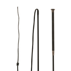 Longeerzweep Control leren handgreep lichtbruin 180 cm Zwart