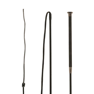 Longeerzweep Control leren handgreep lichtbruin 180 cm Zwart