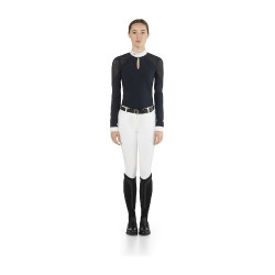 Dames wedstrijdpolo lange mouw EGO7 voor paardrijden Dames wedstrijdpolo lange mouw EGO7 voor paardrijden