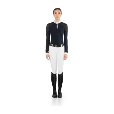 Dames wedstrijdpolo lange mouw EGO7 voor paardrijden Dames wedstrijdpolo lange mouw EGO7 voor paardrijden