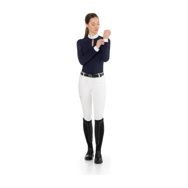 Dames wedstrijdpolo lange mouw EGO7 voor paardrijden Dames wedstrijdpolo lange mouw EGO7 voor paardrijden