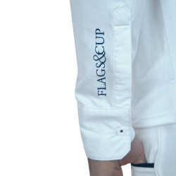 Herenpolo Cartago lange mouwen Flags & Cup Wit