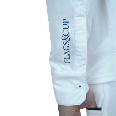 Herenpolo Cartago lange mouwen Flags & Cup Wit