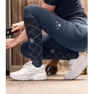 ELT Argyle paardrijsokken Diepblauw / steenblauw