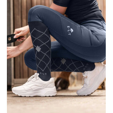 ELT Argyle paardrijsokken Diepblauw / steenblauw