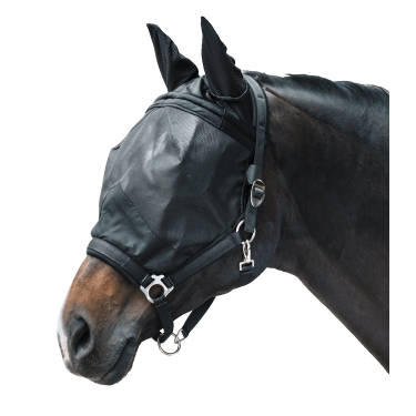 Waldhausen Premium vliegenmasker met halster Zwart Waldhausen Premium vliegenmasker met halster Zwart