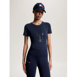 T-shirt Tommy Hilfiger Equestrian Manhattan met korte mouwen voor dames Marineblauw