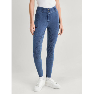 Broek Tommy Hilfiger Equestrian Texas Denim full grip dames Erfgoed Blauw