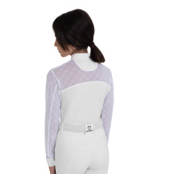 Wedstrijdpolo voor meisjes met lange mouwen met tule Equestro kinderen